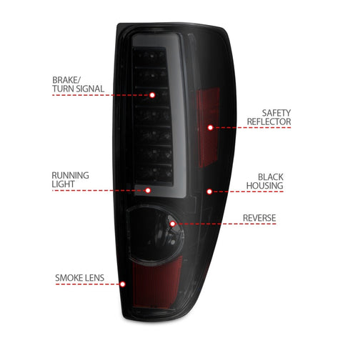 ANZO 2004-2012 Chevrolet Colorado/ GMC Canyon LED Tail Lights w/ Light Bar Black Housing Smoke Lens - 311383