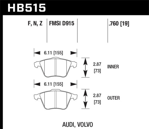 Hawk Performance Ceramic Street Brake Pads - HB515Z.760