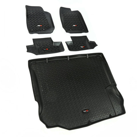 Rugged Ridge Floor Liner Front/Rear/Cargo Black 2011-2018 Jeep Wrangler JK 2 Dr - 12988.03