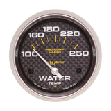 Autometer Marine Carbon Fiber 2-5/8in Electric Water Temperature Gauge 100-250 Deg F - 200763-40