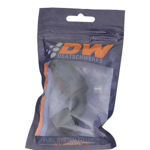 DeatschWerks 8AN Female Swivel 90-Degree Hose End PTFE (Incl 1 Olive Insert) - Anodized Matte Black - 6-02-0856-B