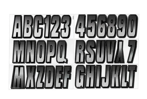 Hardline Boat Lettering Registration Kit 3 in. - 300 White/Black - WHBKG300