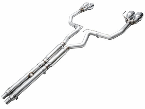 AWE 2024 Ford Mustang Dark Horse S650 RWD Track Edition Cat-Back Exhaust w/ Quad Chrome Silver Tips - 3020-42375