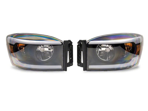 Raxiom 06-09 Dodge RAM 1500/2500/3500 Axial Headlights w/ SEQL LED Bar- Blk Housing (Clear Lens) - R131480