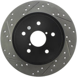 StopTech 16-17 Subaru WRX (w/Eyesight Technology) Sport Slotted & Drilled Rear Right Rotor - 127.47037R