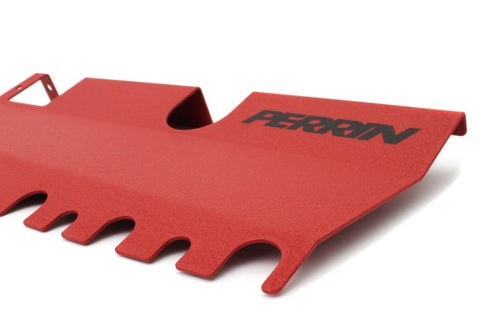 PERRIN 15-21 Subaru WRX/STI Radiator Shroud (With OEM Intake Scoop) - Red - PSP-ENG-512-4RD