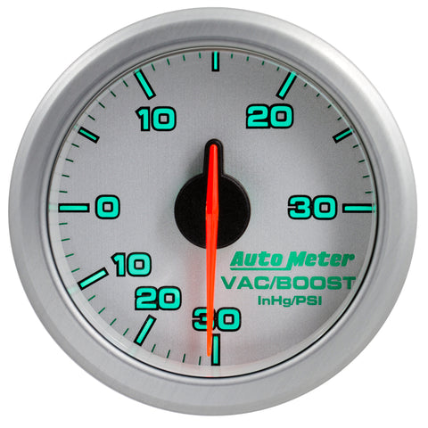 Autometer Airdrive 2-1/6in Boost/Vac Gauge 30in HG/30 PSI - Silver - 9159-UL