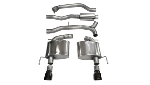 Corsa 2013-2019 Cadillac ATS Sedan 2.0L A/T Black Sport Dual Rear Cat-Back Exhaust - 14888BLK