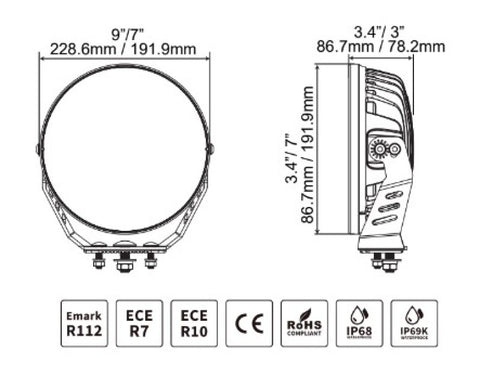 Go Rhino Xplor Blackout Series Round Single LED Spot Light Kit w/DRL (Surface Mount) 9in. - Blk - 751700911SRS