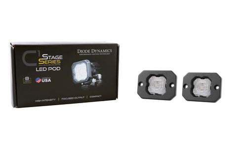 Diode Dynamics Stage Series C1 LED Pod - White SAE Fog Flush WBL (Pair) - DD6849P