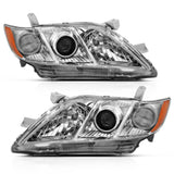 ANZO 2007-2009 Toyota Camry Projector Headlight Chrome Amber (OE Replacement) - 121551