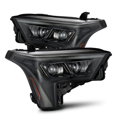 AlphaRex 22-23 Toyota Tundra LUXX-Series Headlights Alpha-Black w/Amber DRL - Req 810029 OR 810030 - 880873