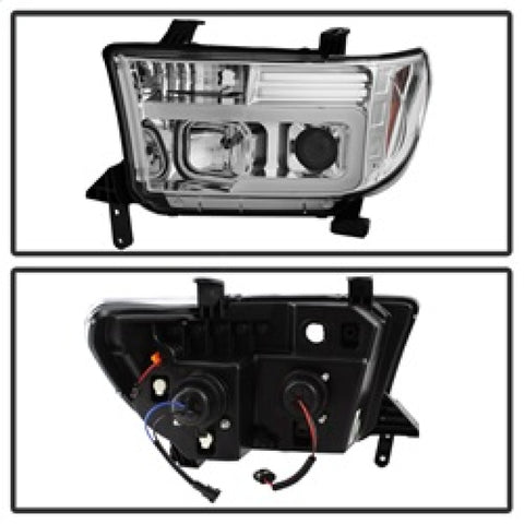 Spyder 07-13 Toyota Tundra V2 Light Bar DRL Projector Headlights - Chrome (PRO-YD-TTU07V2-LB-C) - 5084651