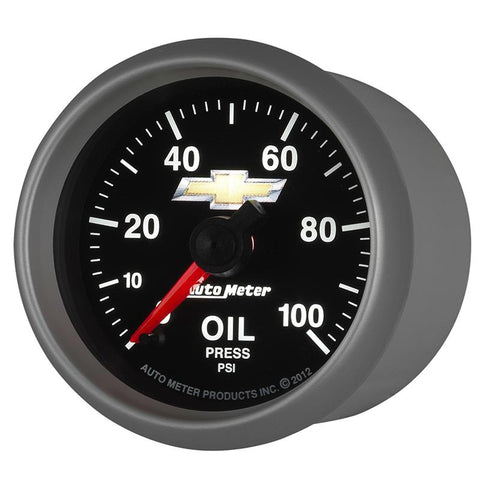 AutoMeter Gauge Oil Press 2-1/16in. 100PSI Digital Stepper Motor Chevy Gold Bowtie - 880447
