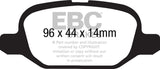 EBC 11+ Fiat 500 1.4 (ATE Calipers) Ultimax2 Rear Brake Pads - UD1569