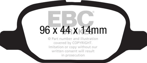EBC 11+ Fiat 500 1.4 (ATE Calipers) Ultimax2 Rear Brake Pads - UD1569