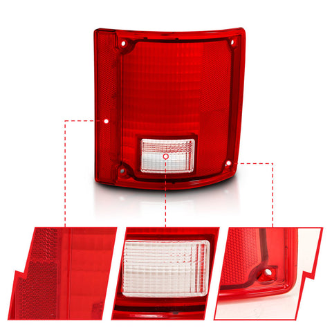 ANZO 1978-1991 Chevy Blazer Taillight Red/Clear Lens w/o Chrome Trim Fleetside (OE Replacement) - 311317