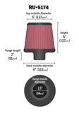 K&N Universal Rubber Filter-Round Tapered 2.5in Flange ID x 6in Base OD x 5in Top OD x 5in Height - RU-5174
