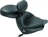 Mustang 04-09 Honda VTX1300C Wide Touring 2PC Seat w/Driver Backrest Studs - Black - 79560