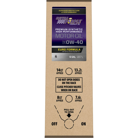 Royal Purple Premium Synthetic High Performance Euro Formula 0W40 Motor Oil - 6 Gallon Bag-In-Box - 60040
