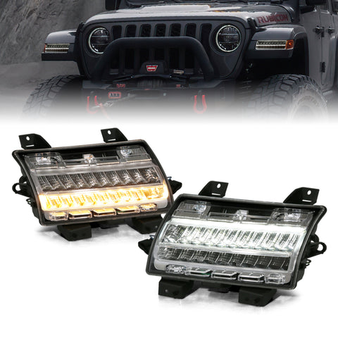 ANZO 18-19 Jeep Wrangler JL Halogen Chrome Clear w/ Sequential Signal - 511083