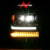 ANZO 16-18 Chevrolet Silverado 1500 LED Projector Headlights w/Plank Style Switchback Chrome w/Amber - 111421