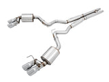 AWE Tuning 2018+ Ford Mustang GT (S550) Cat-Back Exhaust - Touring Edition (Quad Chrome Silver Tips) - 3015-42102