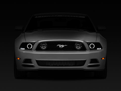 Raxiom 13-14 Ford Mustang w/ Factory HIDLED Halo Projector Headlights- Black Housing (Smoked Lens) - 49170