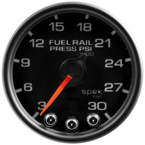 Autometer Spek-Pro Gauge Rail Press 2 1/16in 30Kpsi Stepper Motor W/Peak & Warn Blk/Blk - P32132