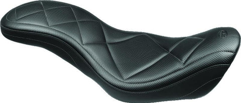 Mustang 14-17 Harley Fat Bob Super Tripper 1PC Seat Carbon - Black - 75987