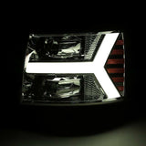 AlphaRex 07-13 Chevy 1500 LUXX LED Proj Headlights Plank Design Chrome w/ Activ Light/Seq Signal/DRL - 880222