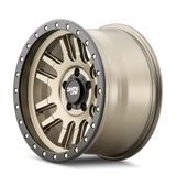 Dirty Life 9309 Canyon Pro 17x9/6x139.7 BP/0mm Offset/106mm Hub Satin Gold Wheel - Beadlock - 9309-7983MGD0