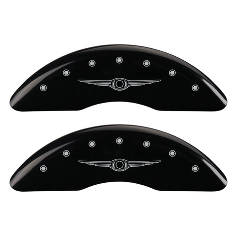 MGP 4 Caliper Covers Engraved Front & Rear Style 1/Chrysler Wing Black finish silver ch - 32002SCW1BK