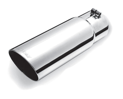 Gibson Round Single Wall Angle-Cut Tip - 5in OD/3in Inlet/12in Length - Stainless - 500554