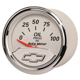 Autometer Chevy Vintage Bowtie 2-1/16in 0-100PSI Electronic Oil Pressure Gauge - 1327-00408