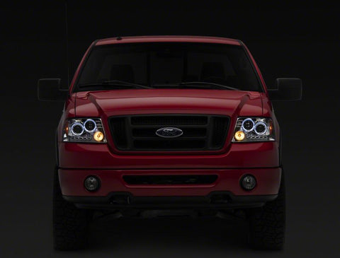 Raxiom 04-08 Ford F-150 Dual LED Halo Projector Headlights- Chrome Housing (Clear Lens) - T542850