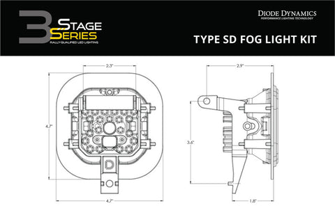 Diode Dynamics SS3 Sport Type SD Kit ABL - Yellow SAE Fog - DD7093