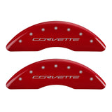 MGP 4 Caliper Covers Engraved Front & Rear C7/Corvette Red finish silver ch - 13084SCV7RD