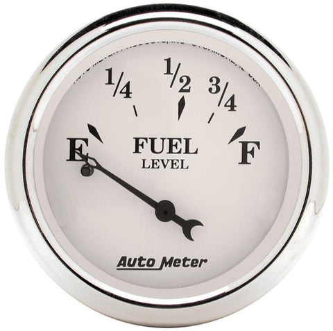 Auto Meter Old Tyme White 2-1/16in 0-30 OHM Electric Fuel Level Gauge - 1607