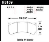 Hawk AP Racing/Alcon 29mm DTC-70 Race Rear Brake Pads - HB109U1.12