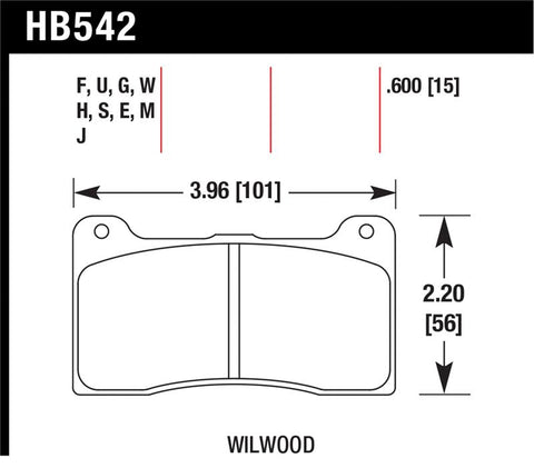 Hawk Wilwood 15mm DTC-30 Race Brake Pads - HB542W.600
