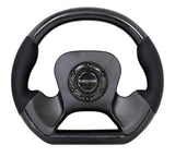 NRG Carbon Fiber Steering Wheel (320mm) CF Center Plate & Two-Tone Carbon w/Leather Trim Handles - ST-X10CF