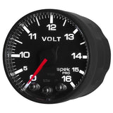 AutoMeter Gauge Voltmeter 2-1/16in. 16V Stepper Motor W/Peak & Warn Blk/Blk Spek-Pro - P344328