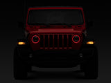 Raxiom 18-22 Jeep Wrangler JL/JT Axial 9-Inch LED Headlights w/RGB Halo- Blk Housing (Clear Lens) - J142668