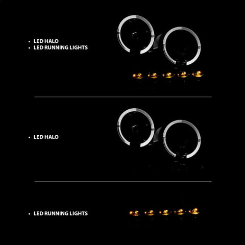 ANZO 2004-2008 Ford F-150 Projector Headlights w/ Halo and LED Black G2 - 111204