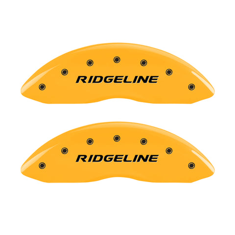 MGP 4 Caliper Covers Engraved Front & Rear Ridgeline Yellow Finish Black Char 2019 Honda Ridgeline - 20213SRGLYL
