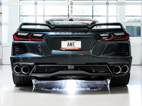 AWE Tuning 2020 Chevrolet Corvette (C8) Track Edition Exhaust - Quad Chrome Silver Tips - 3020-42080