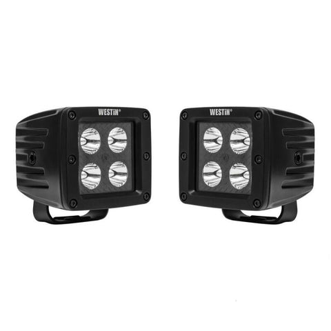 Westin HyperQ LED Auxiliary Lights 3in x 3in cube 20w Flood - Black - 09-12205B-PR