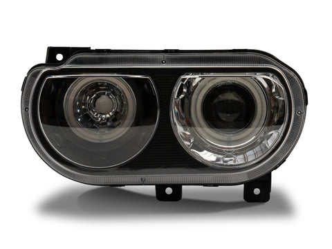 Raxiom 08-14 Dodge Challenger Dual LED Halo Projector Headlights- Black Housing (Clear Lens) - CH3684