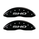 MGP 4 Caliper Covers Engraved Front & Rear SHO Black finish silver ch - 10128SSHOBK